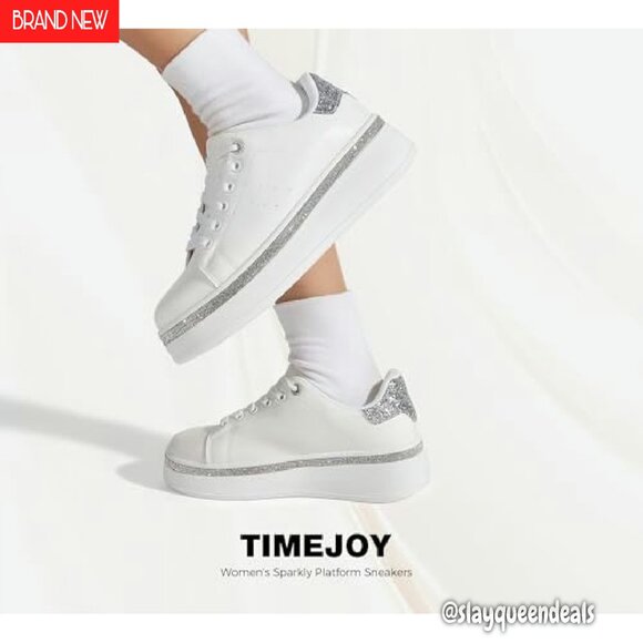 Women's Platform Sneakers with Glitter Accents, 2-Inch Thick Sole - Picture 8 of 8